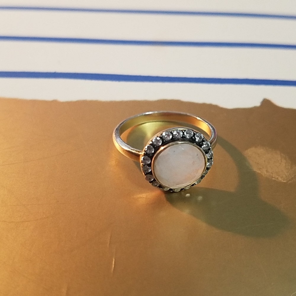 Quartz, CZ gold plated ring